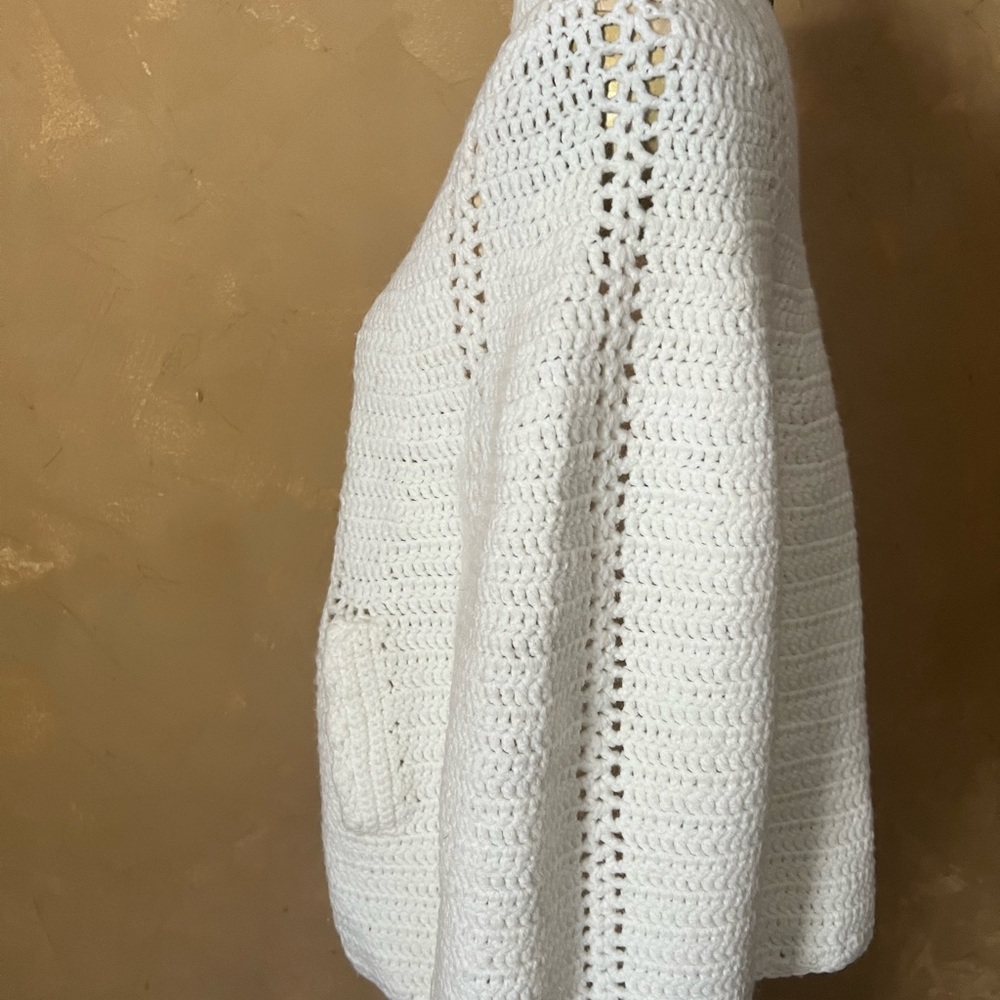 Crocheted Caplet Granie Chic White Shell Buttons … - image 4